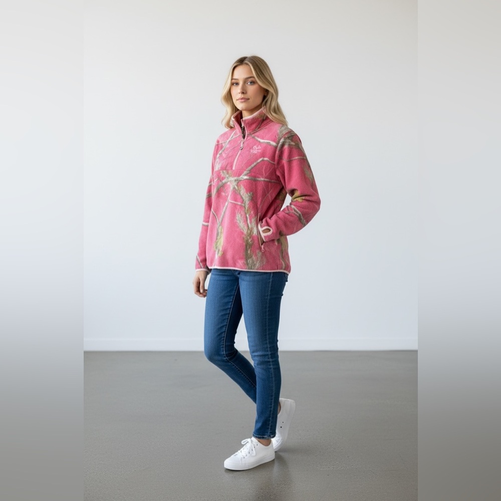 Realtree Pink Camo Fleece Pullover Size XL